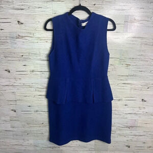 Anthropologie Sparrow large  Wool Blue Peplum Dress size large